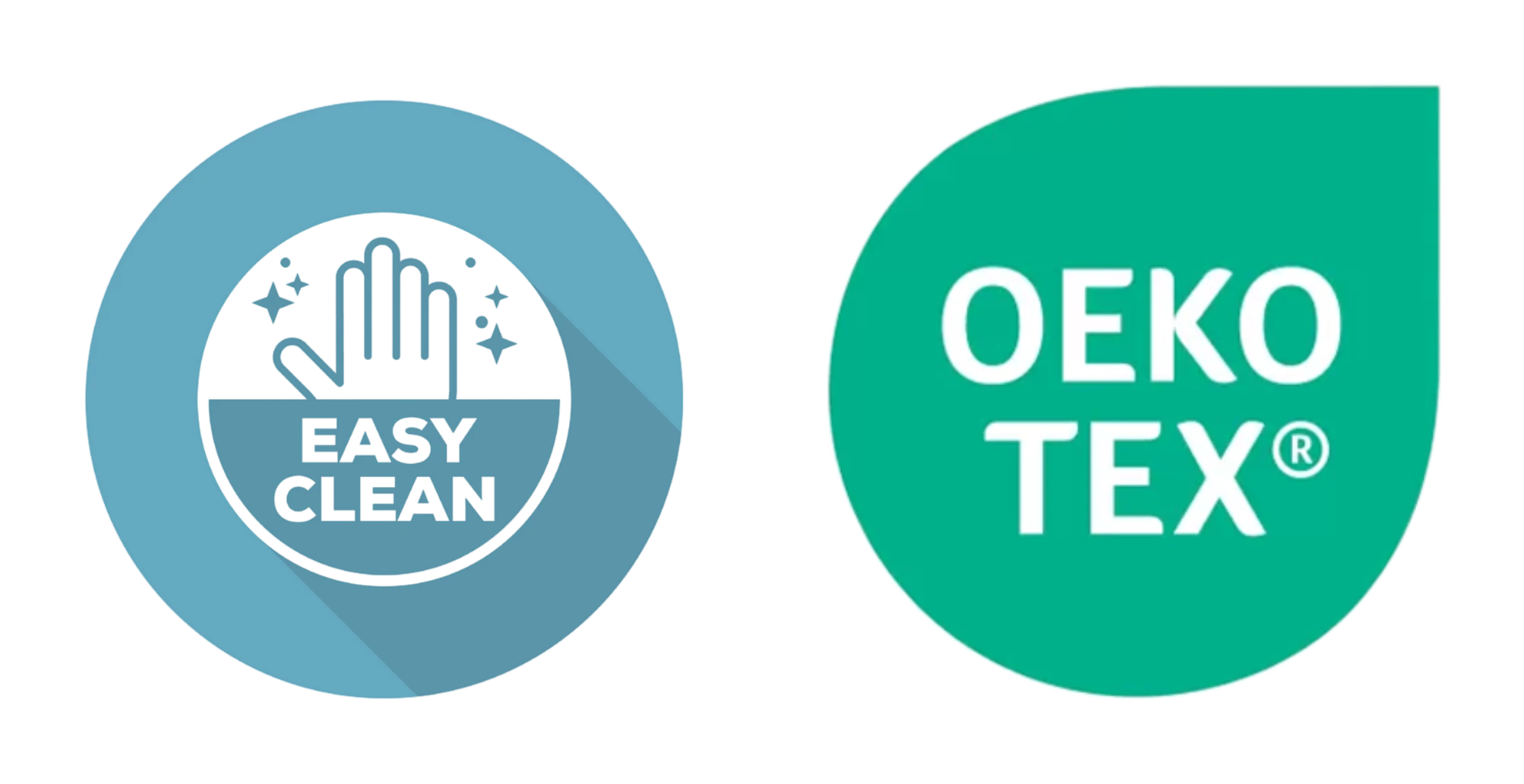Znak technologii Easy Clean oraz certyfikat OEKO TEX